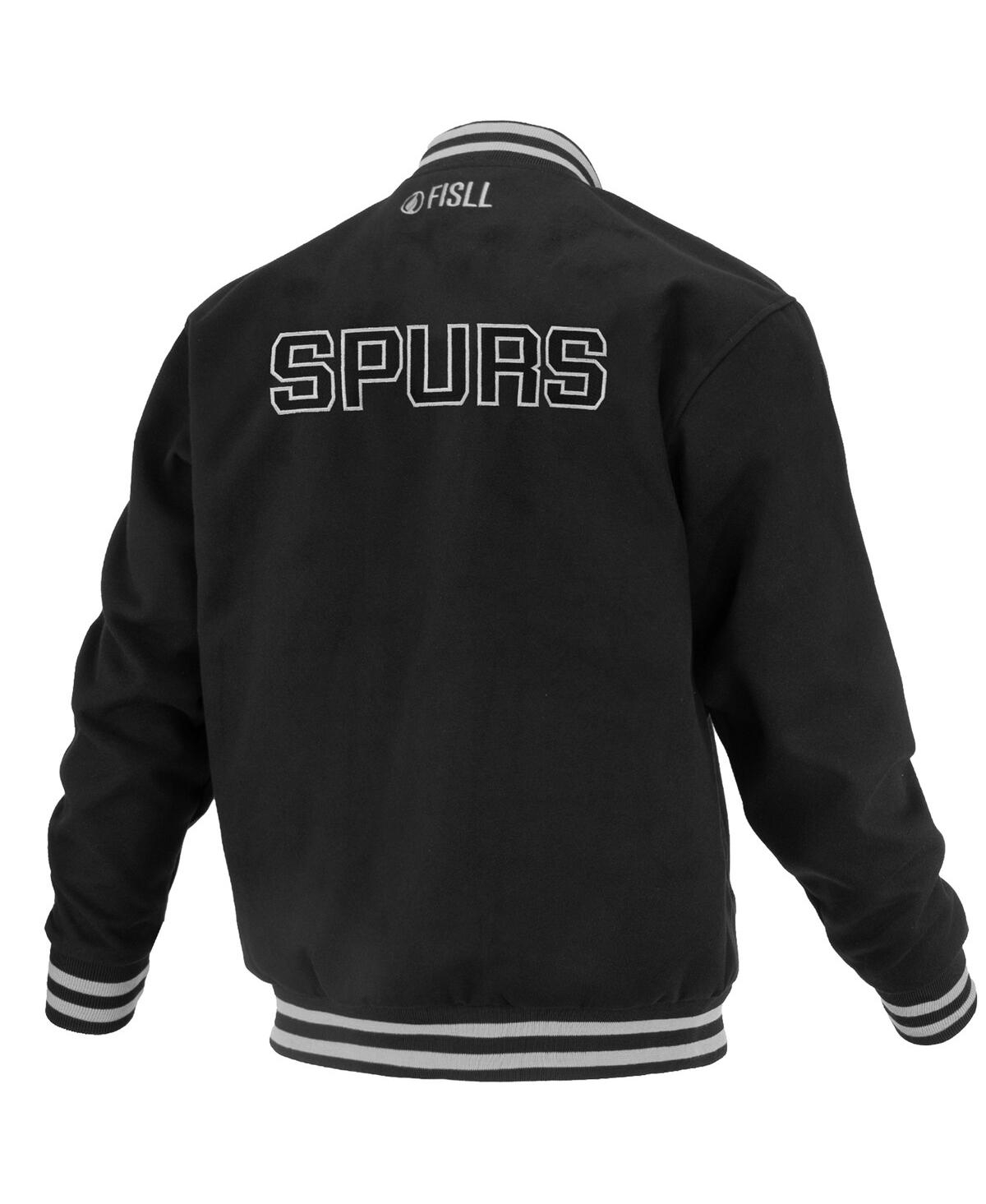 Fisll Men's And Women's Black San Antonio Spurs Logoman Shadow Collection Full-snap Varsity Jacket In Animal Print