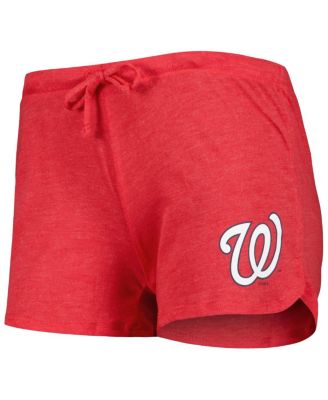 Women's 2-Pack Heather Red Washington Nationals Meter Knit Raglan Long Sleeve Top Shorts and Sleep Set