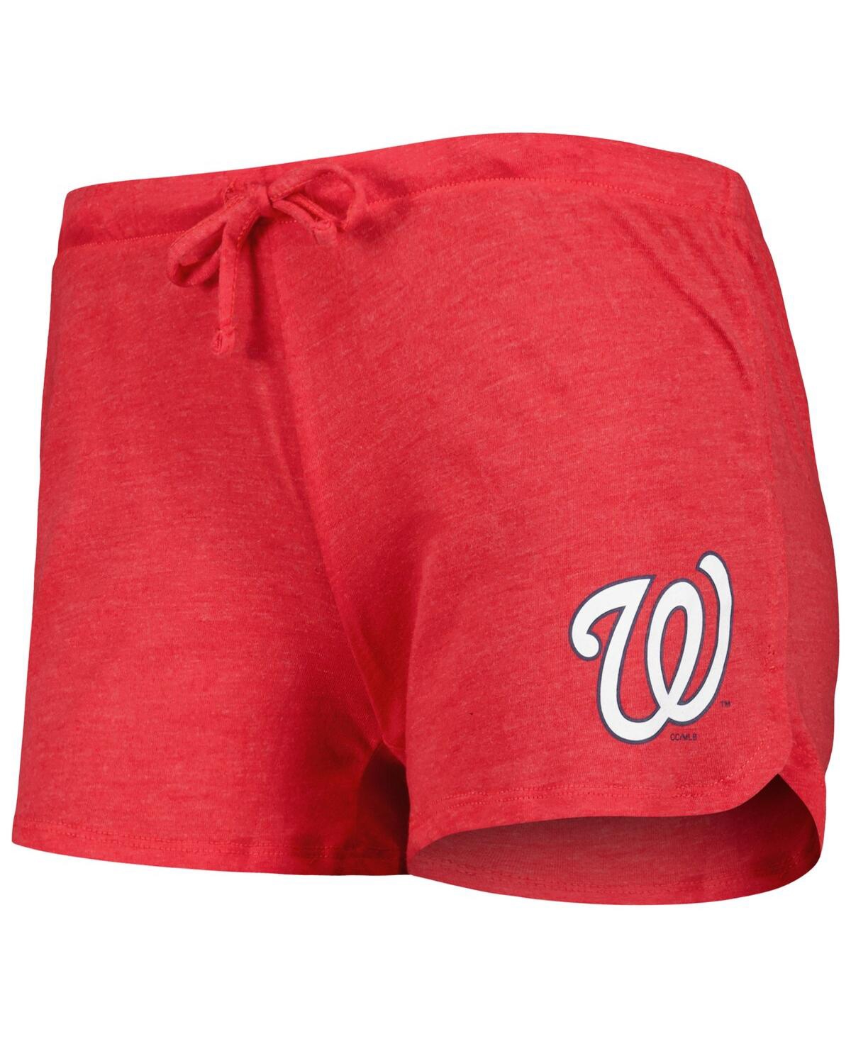 Concepts Sport Women's 2-pack Heather Red Washington Nationals Meter Knit Raglan Long Sleeve Top Shorts And Sleep S In Red