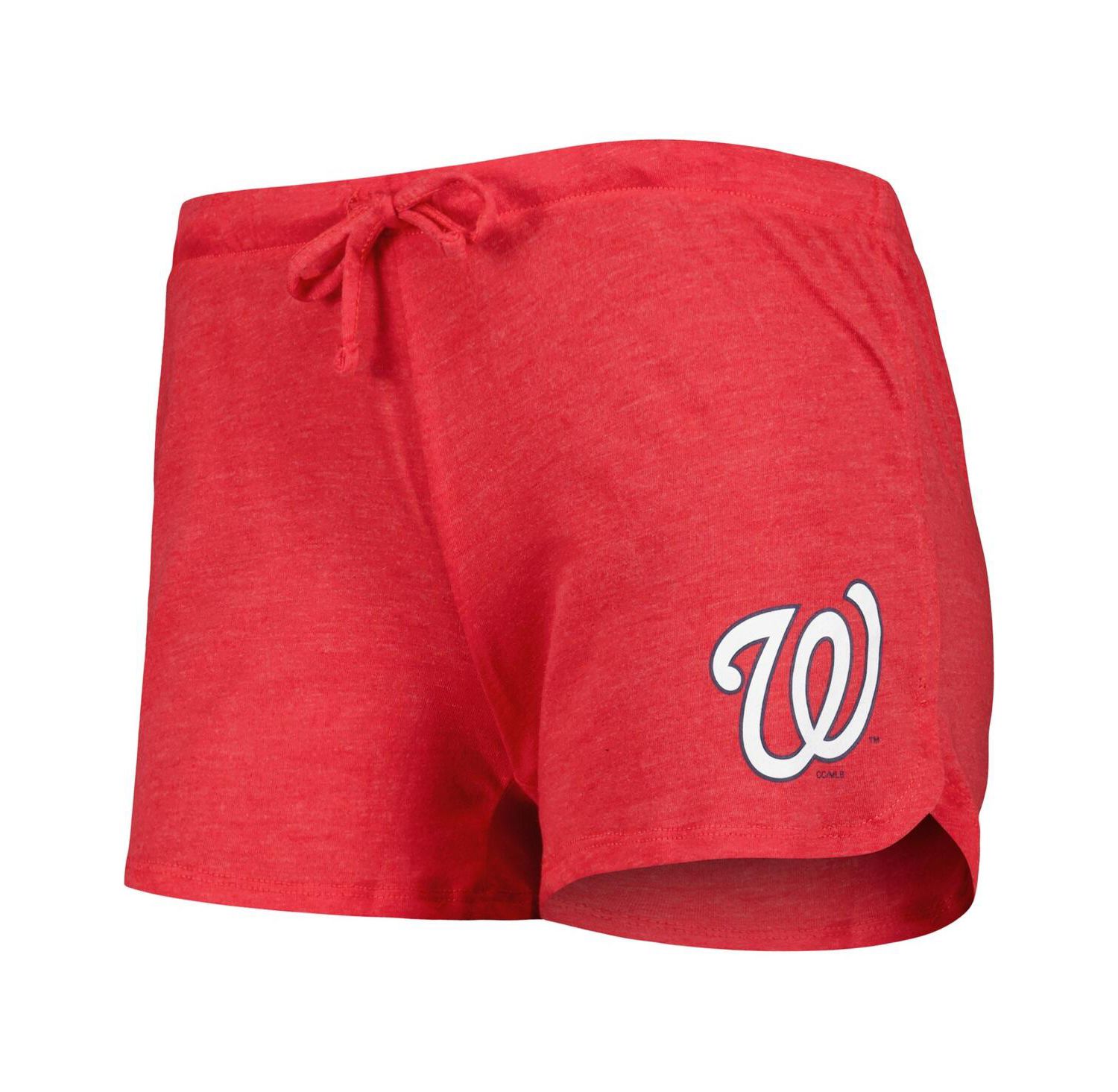 Women's 2-Pack Heather Red Washington Nationals Meter Knit Raglan Long Sleeve Top Shorts and Sleep Set