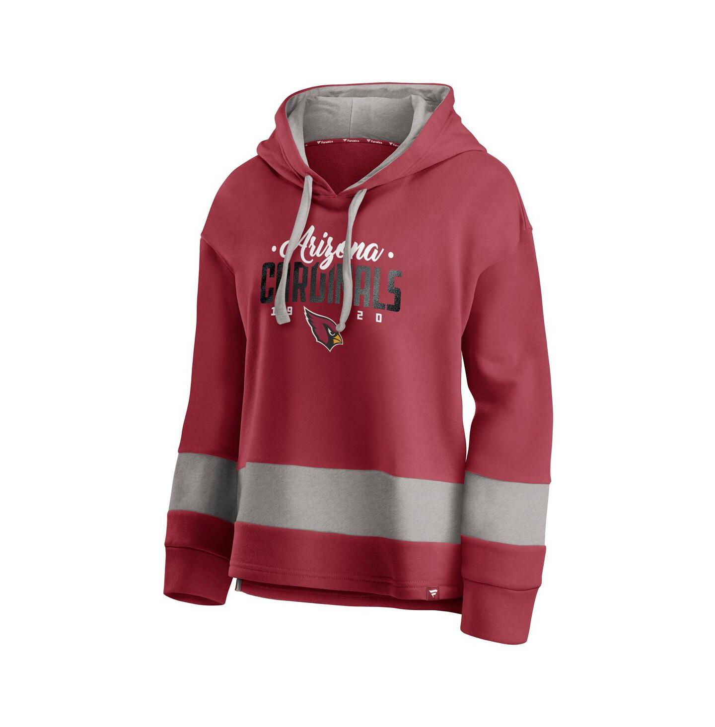 Женское худи Fanatics Cardinal/Gray Arizona Cardinals Huddle Up Fundamental Fleece Color Block Pullover — фото 3