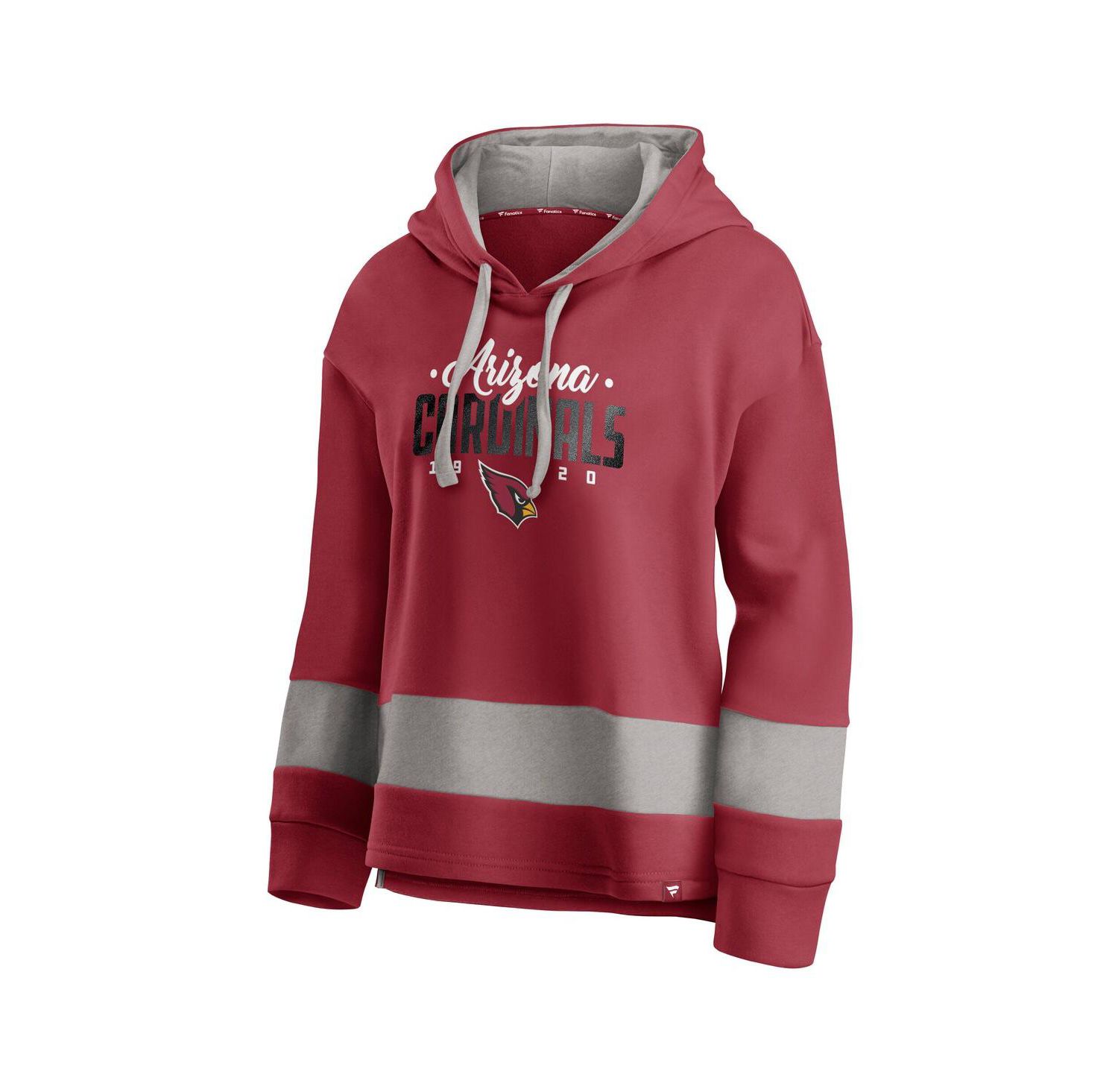 Women's Cardinal/Gray Arizona Cardinals Huddle Up Fundamental Fleece Color Block Pullover Hoodie