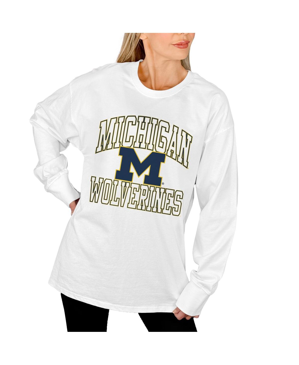 Gameday Couture Women's White Michigan Wolverines Mind Games Oversized Long Sleeve T-shirt In White
