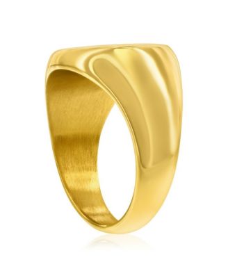 Stainless Steel, Blue Carbon Fiber Ring - Gold Plated