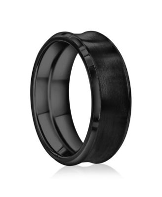 Stainless Steel, Brushed & Polished Curved Ring - Black Plated