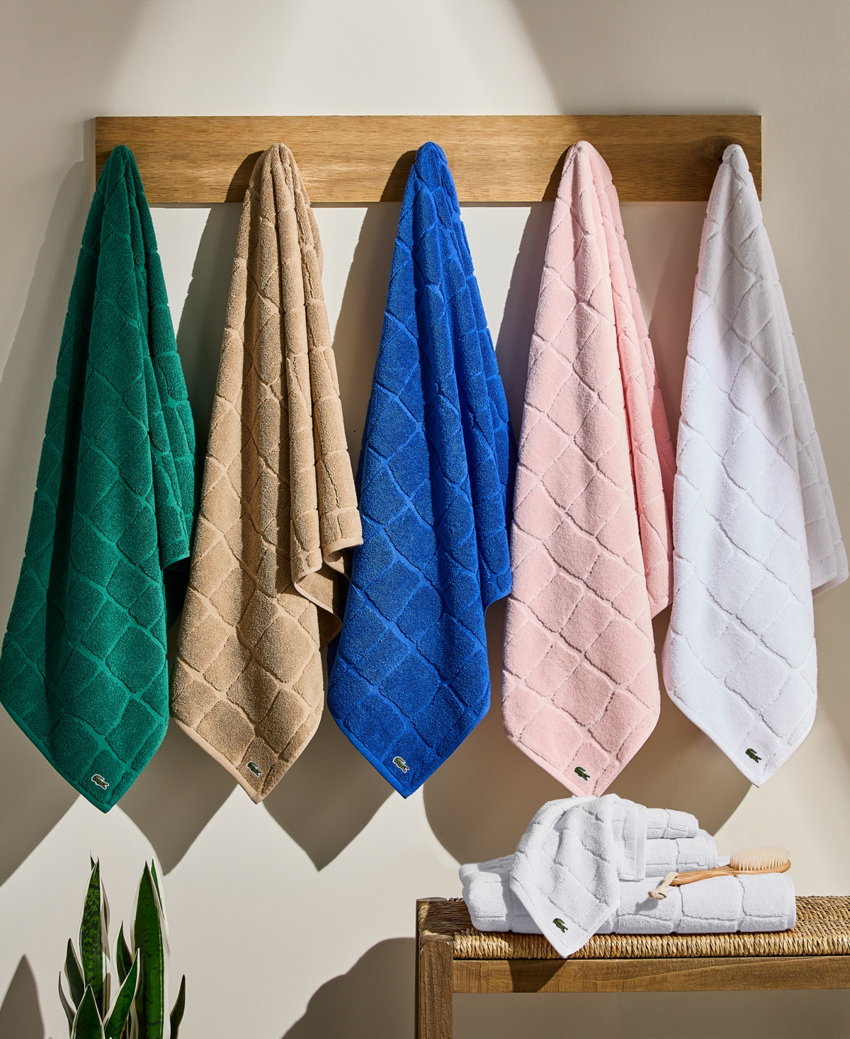 Lacoste Home Heritage Croc Scale Cotton Washcloth, 13" x