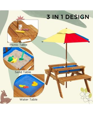 3 in 1 Kids and Water Activity Table W/ Foldable Umbrella