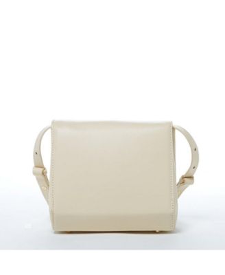 Leather Saddle Bag Off White Crossbody Purse Cream Women's Handbag