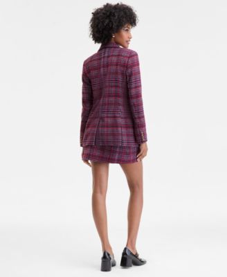 On 34th Womens Plaid Single Button Blazer V Neck Tank Plaid Wrap Mini Skirt Macys Exclusive In Purple