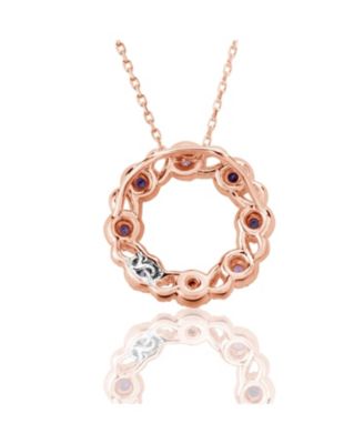 Suzy Levian Sterling Silver Sapphire & Created White Sapphire Crossing Circle Necklace