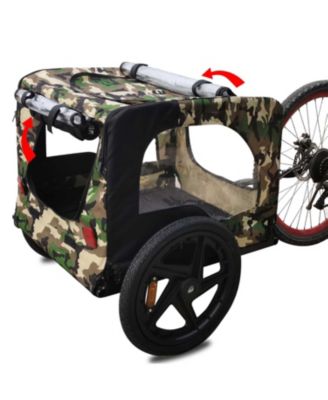 Pet Bike Trailer,Suitable for Small & Medium Pets, Easy Folding Cart Frame, Quick Release Wheel, Camouflage