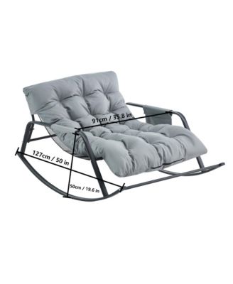 Rocking Chair with Extra-Wide leather Upholstered Gliding Chair Boucle Reclining Chair