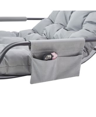 Rocking Chair with Extra-Wide leather Upholstered Gliding Chair Boucle Reclining Chair