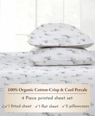 Printed Quatrefoil - 100% Organic Cotton Percale Queen Sheet Set - Deep Pocket,