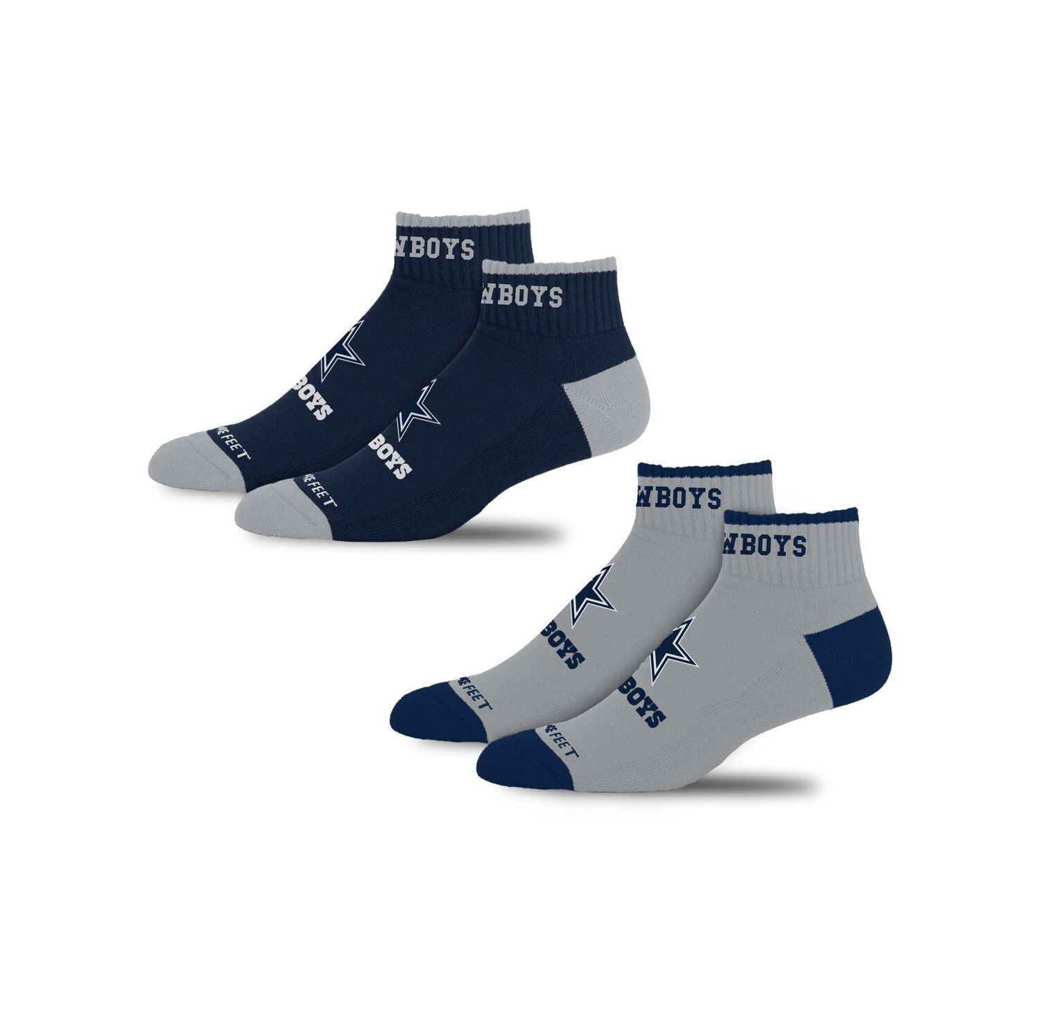 Men's and Women's Dallas Cowboys Front and Center 2-Pack Ankle Socks Set