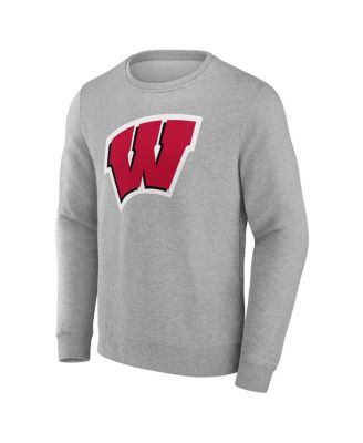 Men's Gray Wisconsin Badgers Applique Fleece Pullover Sweatshirt