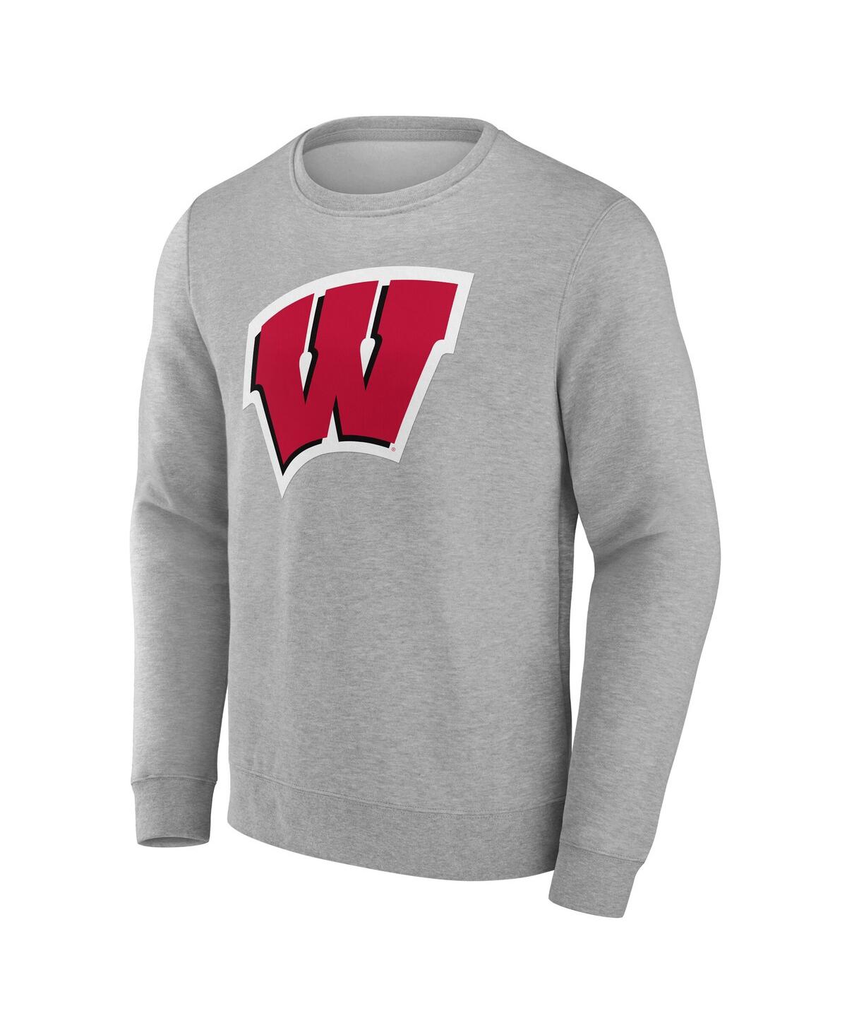 Fanatics Men's Gray Wisconsin Badgers Applique Fleece Pullover Sweatshirt In Gray