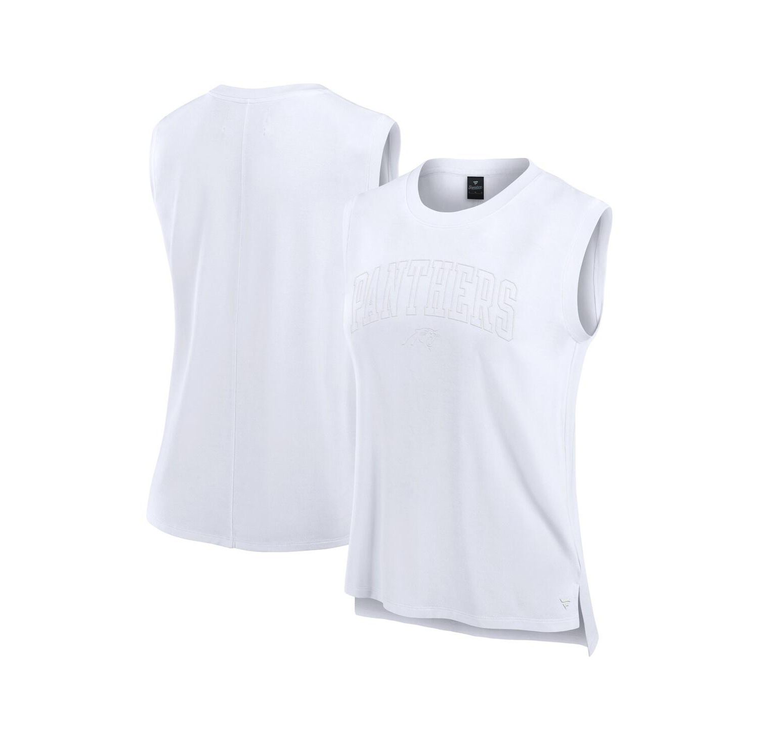 Women's White Carolina Panthers Studio Gym Tank Top