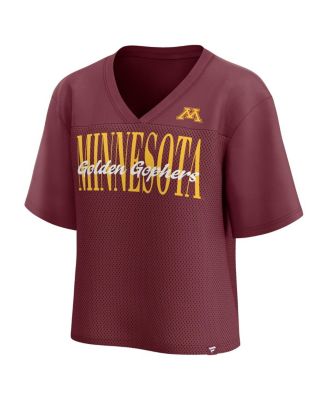Women's Maroon Minnesota Golden Gophers Tall Script Overlay Mesh V-Neck Fashion Top