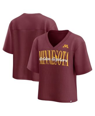 Fanatics - Women's Maroon Minnesota Golden Gophers Tall Script Overlay Mesh V-Neck Fashion Top