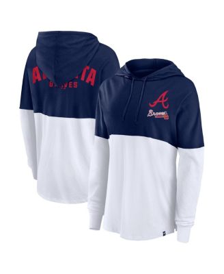 Fanatics - Women's Navy/White Atlanta Braves Backup Option Pullover Hoodie