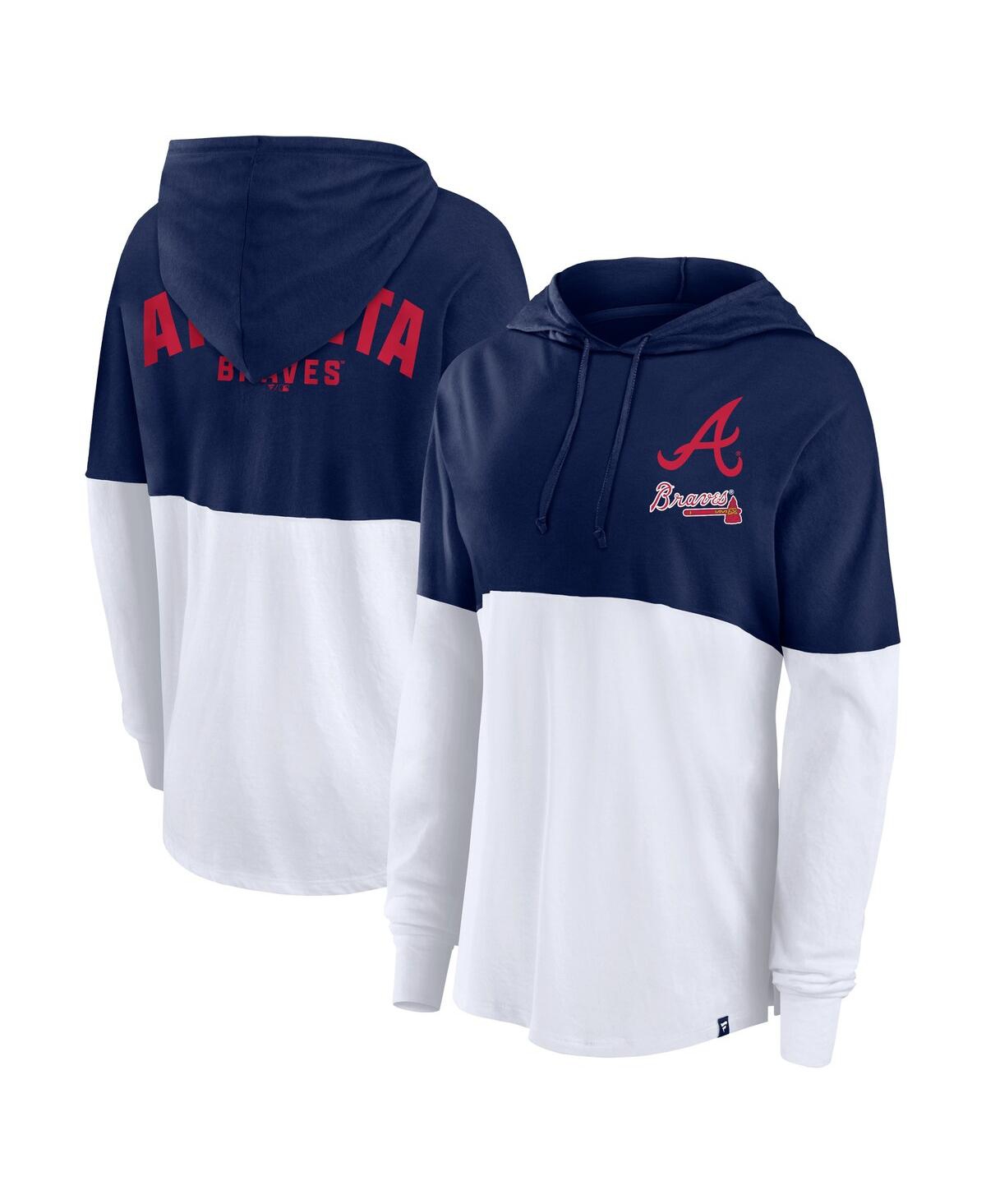 Fanatics Women's Navy/white Atlanta Braves Backup Option Pullover Hoodie In Blue