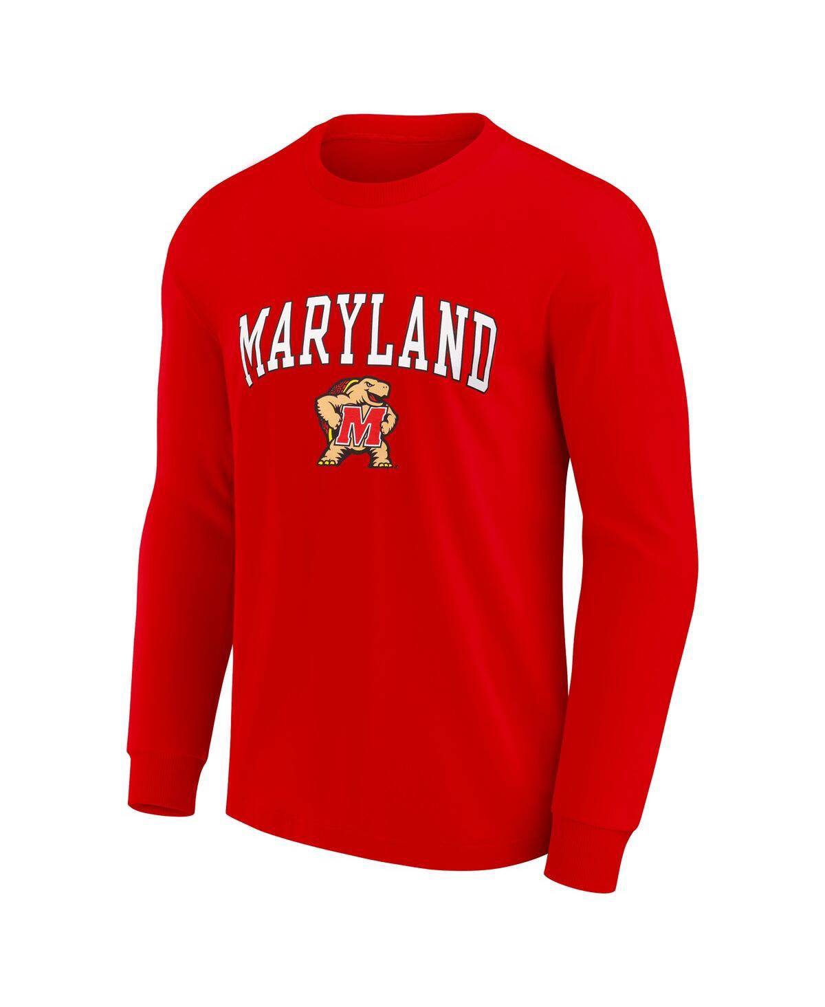 Fanatics Unlabeled Men's Red Maryland Terrapins Team Logo Long Sleeve T-shirt In Red