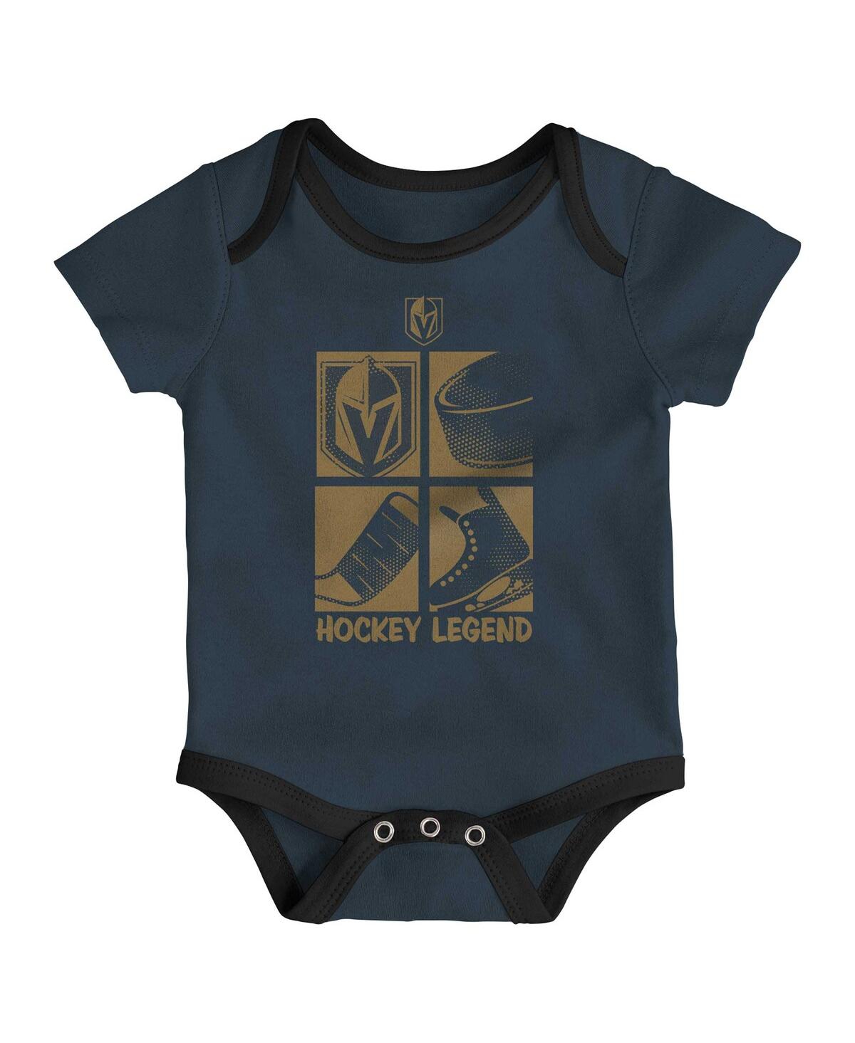 Outerstuff Baby Boys And Girls 3-piece Vegas Golden Knights Legend Bodysuit Set In Multi