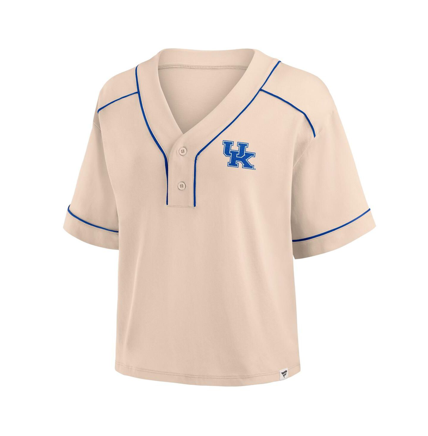 Женская футболка Fanatics Tan Kentucky Wildcats Oversized Dominant Force Cropped V-Neck — фото 2