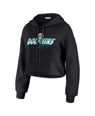 Women's Black Miami Dolphins Prime Cropped Pullover Hoodie