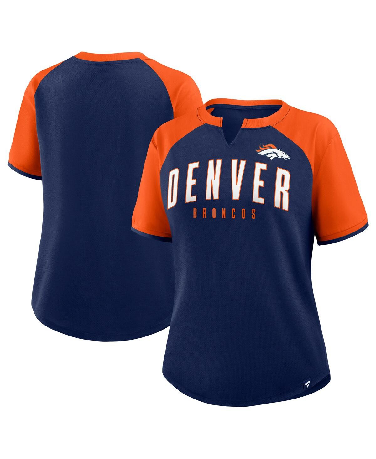 Fanatics Women's Navy/orange Denver Broncos Height Advantage T-shirt In Blue