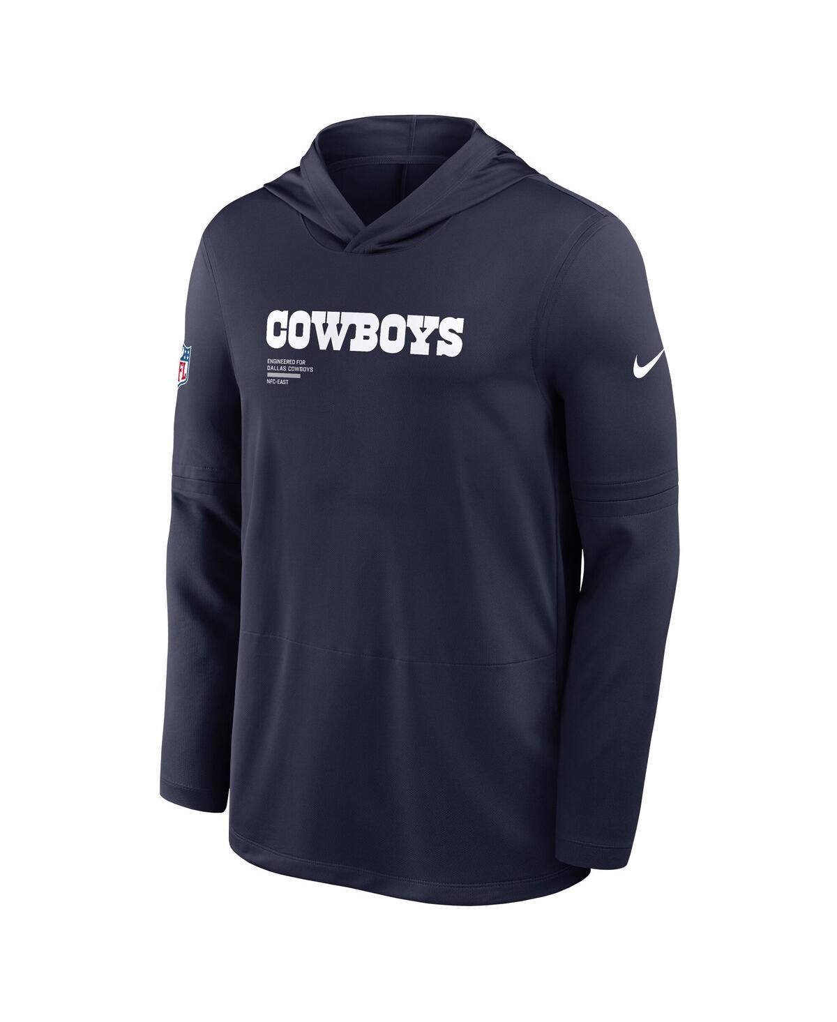 Nike Navy Dallas Cowboys Sideline Pure Fury Performance Long Sleeve Hoodie T-shirt In Blue