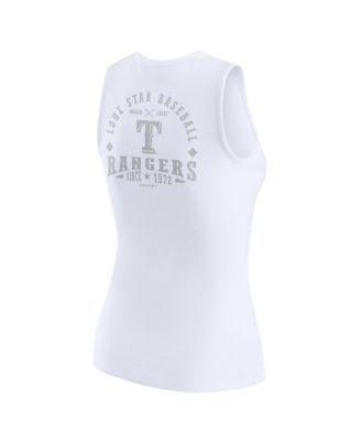 Women's White Texas Rangers Rib-Knit Henley Tank Top