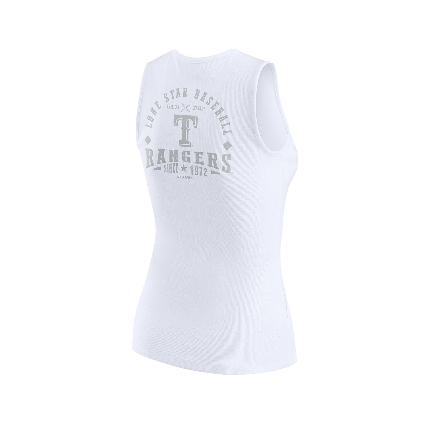 Women's White Texas Rangers Rib-Knit Henley Tank Top