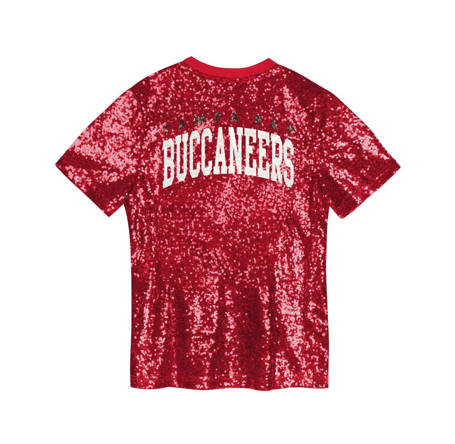 Big Girls Red Tampa Bay Buccaneers Wordmark Sequin V-Neck Top