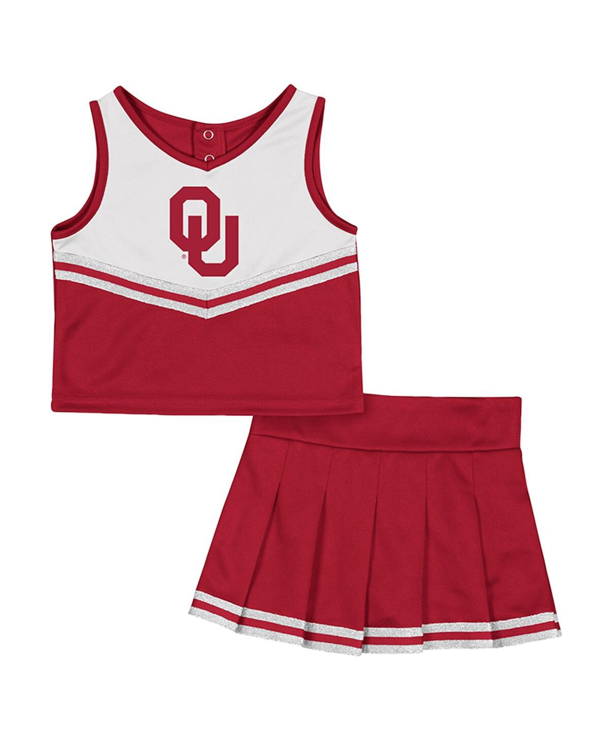 Colosseum Girls Toddler Crimson Oklahoma Sooners Time For Recess Cheer Top And Skirt Set In Red