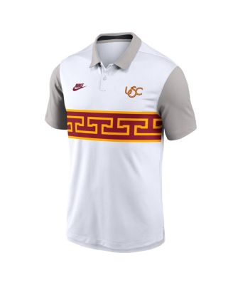 Men's White/Gray USC Trojans Athletic Prep Legacy Logo Vapor Performance Polo Shirt