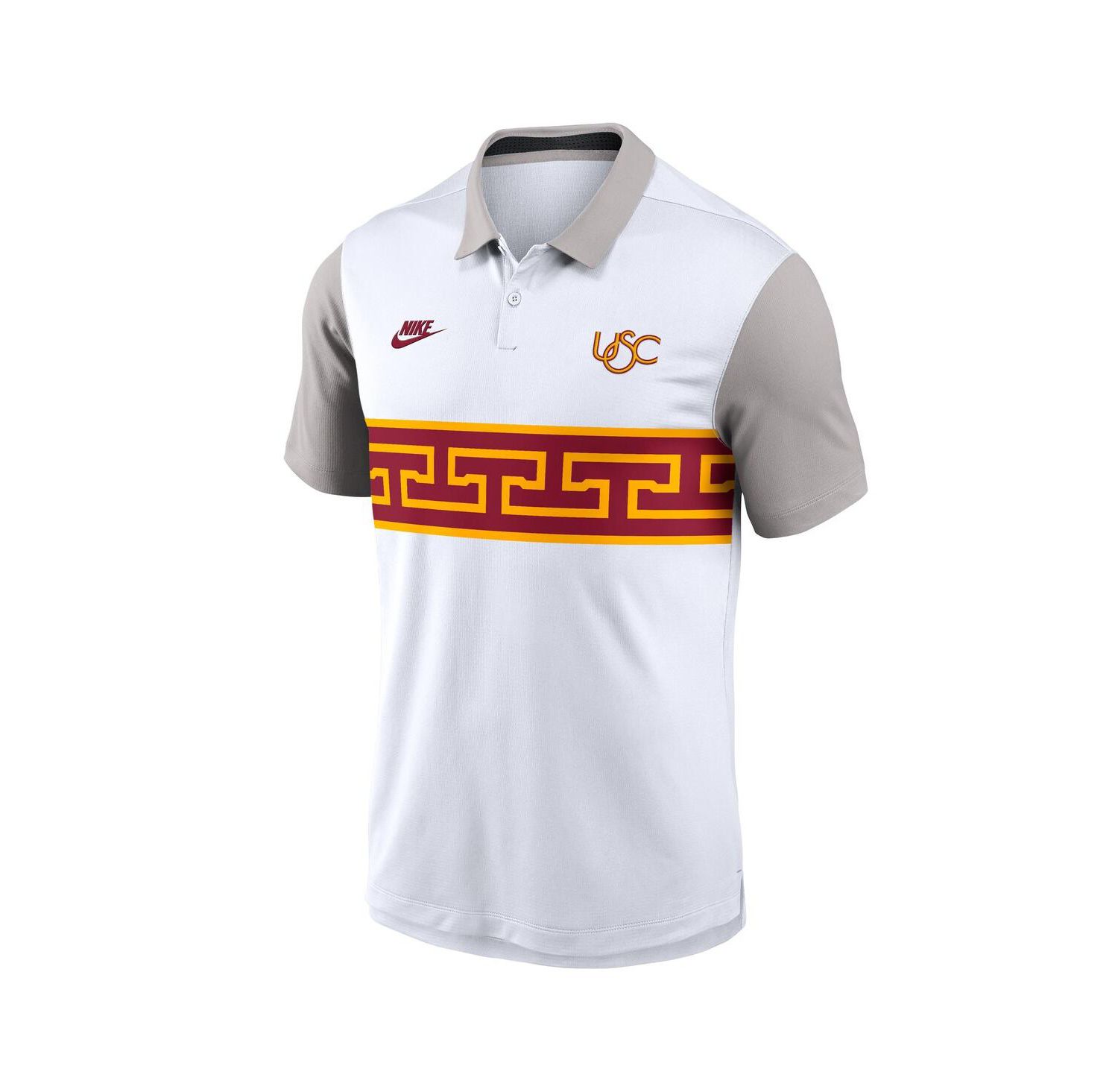 Men's White/Gray USC Trojans Athletic Prep Legacy Logo Vapor Performance Polo Shirt
