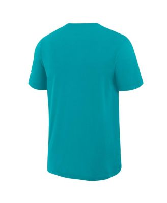 Men's Aqua Miami Dolphins Left End Run Slub Performance T-Shirt