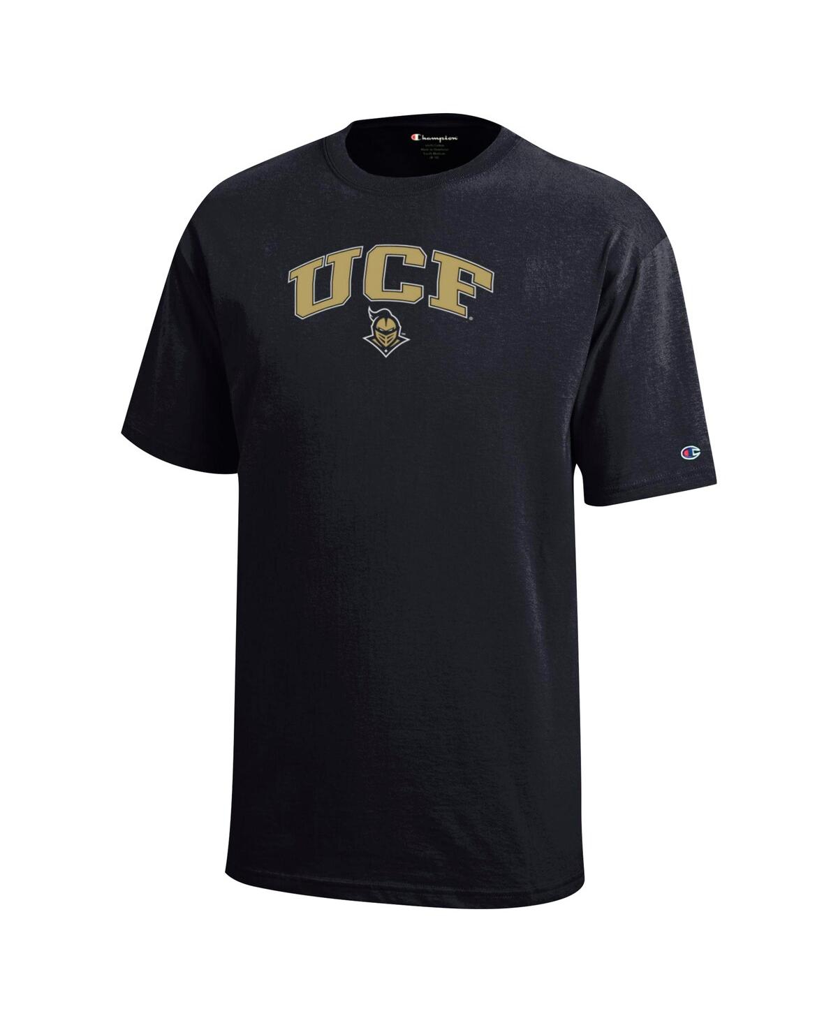Champion Big Boys And Girls Black Ucf Knights Arch Over Logo T-shirt In Black