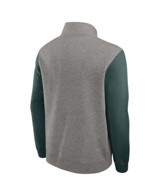 Men's Heather Gray/Green Michigan State Spartans Club Fleece Half-Zip Pullover Sweatshirt