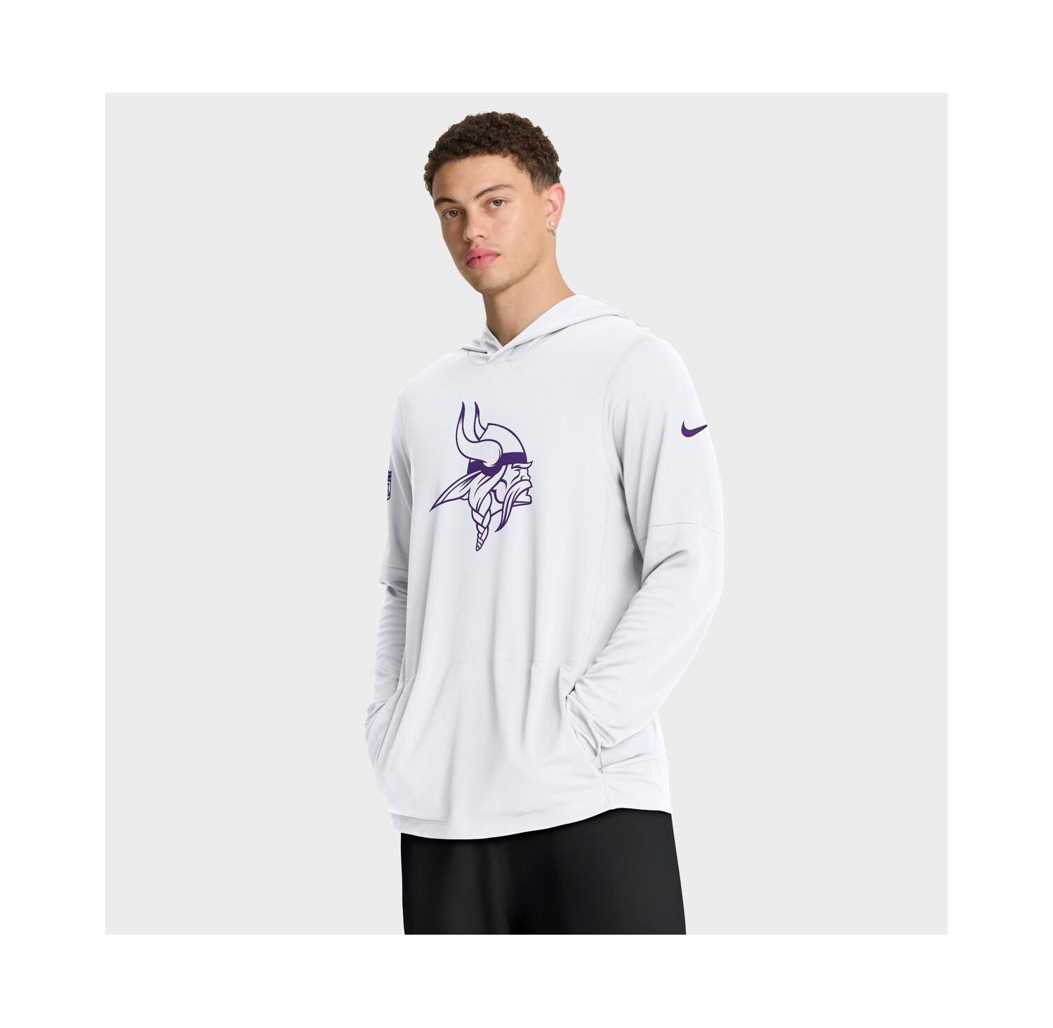Men's White Minnesota Vikings Alt Pack Pass Accuracy Performance Long Sleeve Hoodie T-Shirt