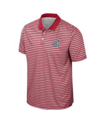 Men's Crimson Washington State Cougars Striped Polo Shirt