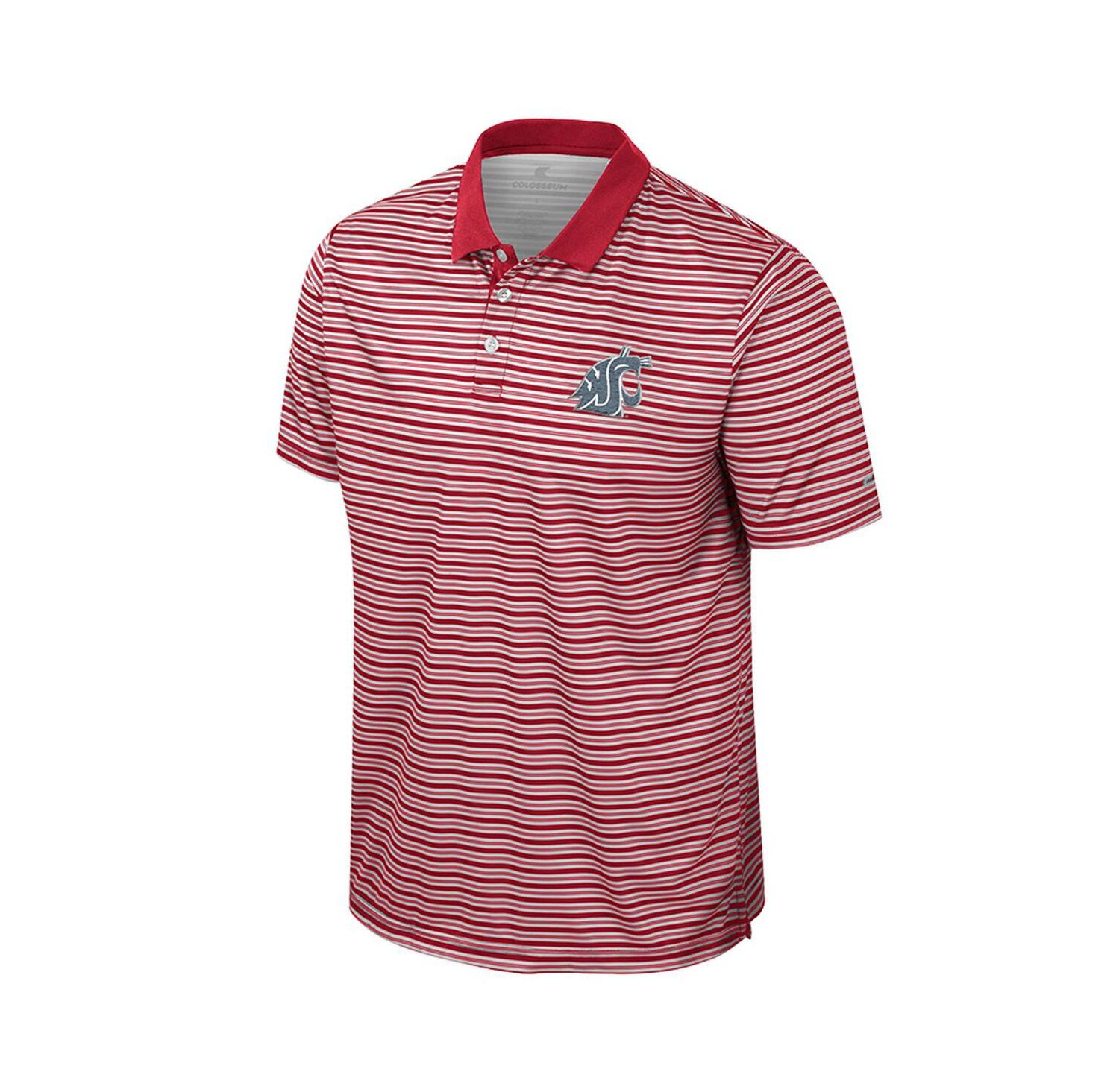 Men's Crimson Washington State Cougars Striped Polo Shirt