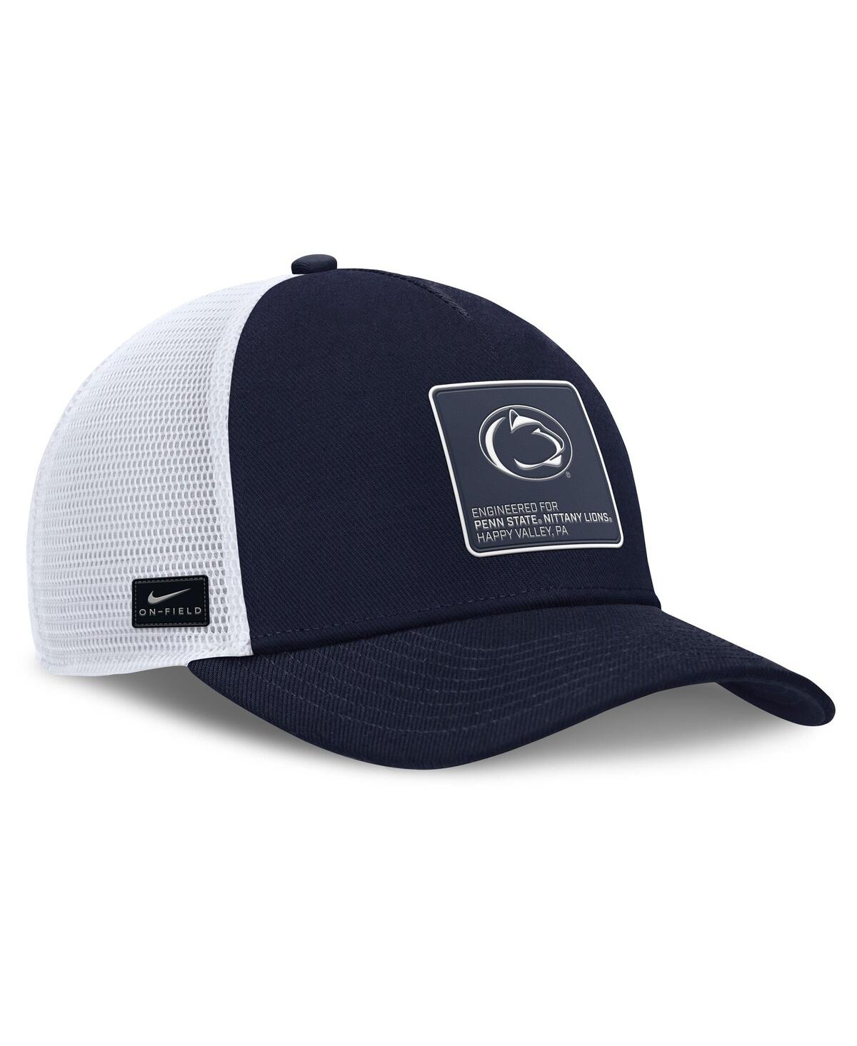 Nike Men's Navy/white Penn State Nittany Lions 2025 On-field Rise Engineered Trucker Adjustable Hat In Multi