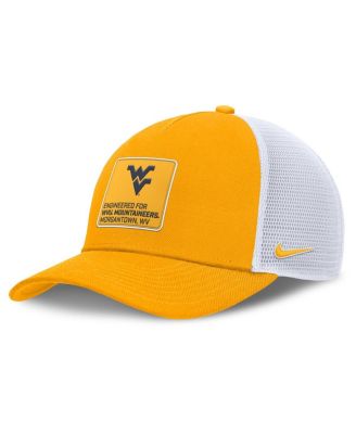 Nike - Men's Gold/White West Virginia Mountaineers 2025 On-Field Rise Engineered Trucker Adjustable Hat