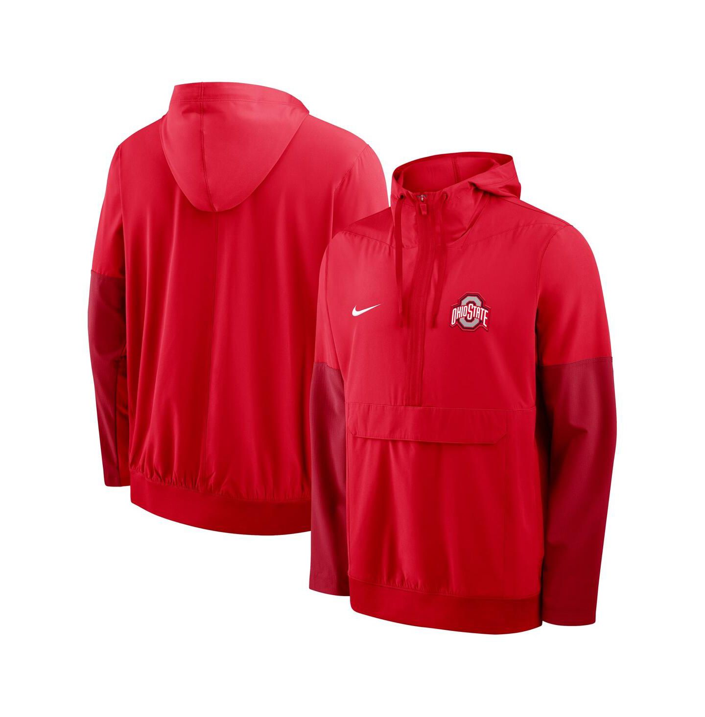 Мужская куртка Nike Scarlet Ohio State Buckeyes Anorak Half-Zip Hoodie Jacket — фото 1