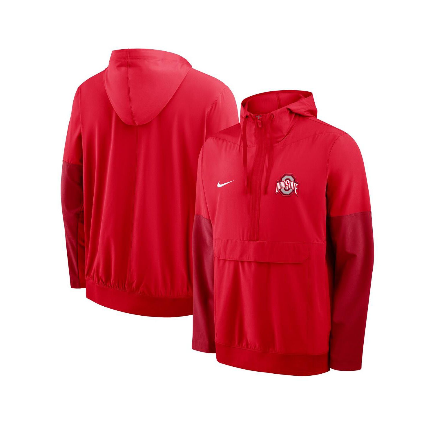 Men's Scarlet Ohio State Buckeyes Anorak Half-Zip Hoodie Jacket