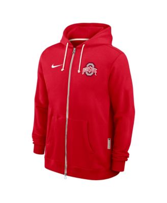 Men's Scarlet Ohio State Buckeyes 2025 Sideline Performance Full-Zip Hoodie