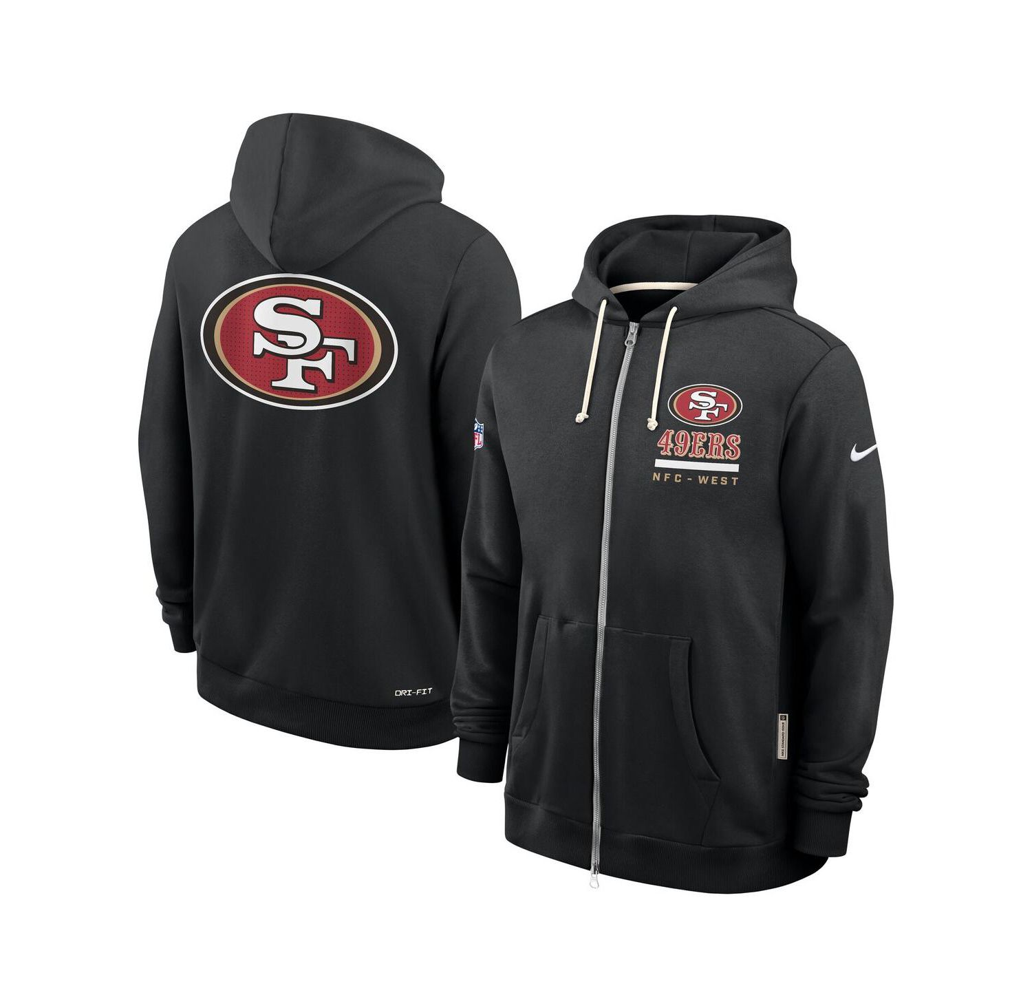 Men's Black San Francisco 49ers Sideline Utility Player Performance Full-Zip Hoodie